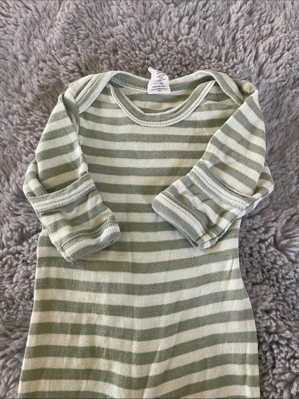 kate quinn Sage & Cream Striped Baby Footie Newborn